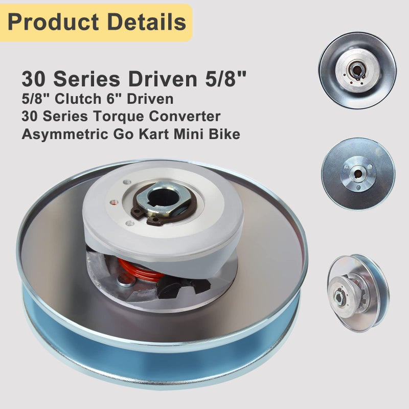 EASYBERG 30 Series Torque Converter 5/8" Clutch 6" Driven Asymmetric Go Kart Mini Bike Replaces Comet 219457A - Image 4